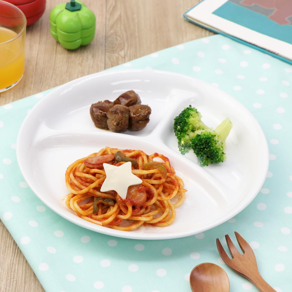 22cm Three-Compartment Lunch Plate by Maruku Paju (Official) - Water-Resistant, Shatter-Resistant, Children's Dishwasher and Microwave Safe, Suitable