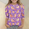 Kinder Freizeit T-Shirt Rundhals Dreiviertelarm Pullover Oberteil mit Tierprint Muster Weicher Leichter Stoff für den Alltag
