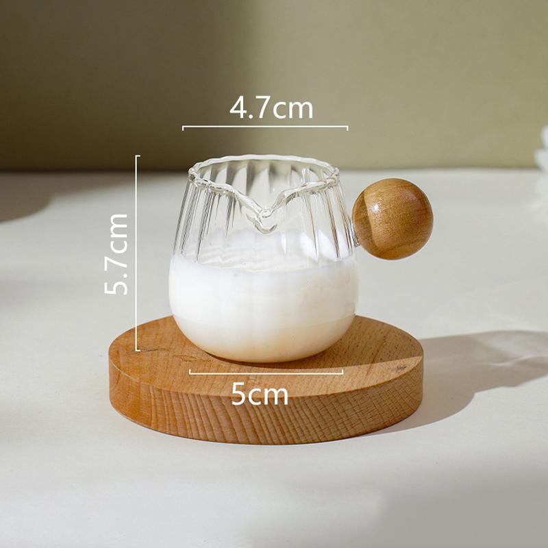 

50/100/150 мл деревянная ручка стеклянный эспрессо мерный стаканчик самодельный молочник кофейные принадлежности прозрачная кухонная мерная кружка 100ML