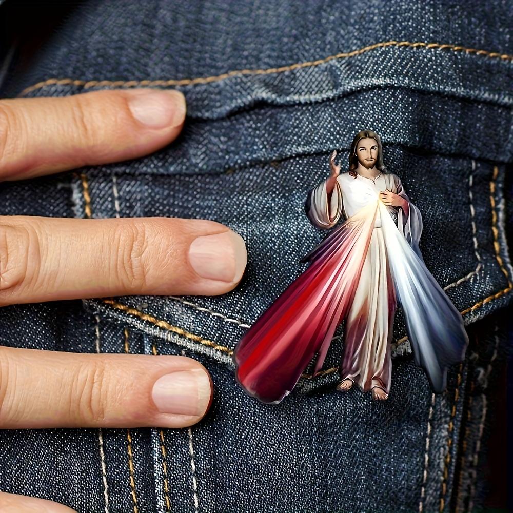 2D Flat Holy Inspired Acrylic Brooch Unisex Fashion Accessory for Coat Sweater Scarf