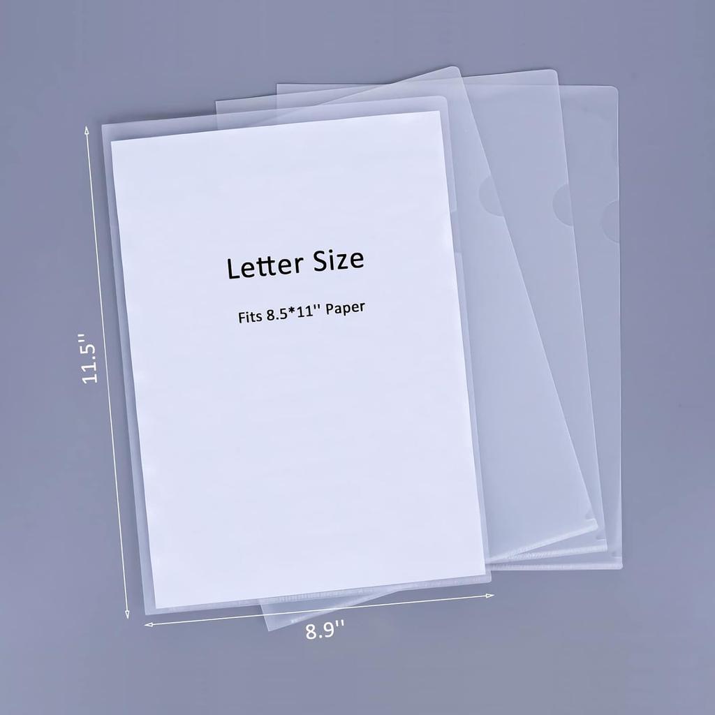 Clear Document Folder Copy Safe Project Pockets fits 8.5x11 Letter Size US Paper,10/30/50/100Pack L-Type Plastic Clear Paper Sleeves Protector Resume