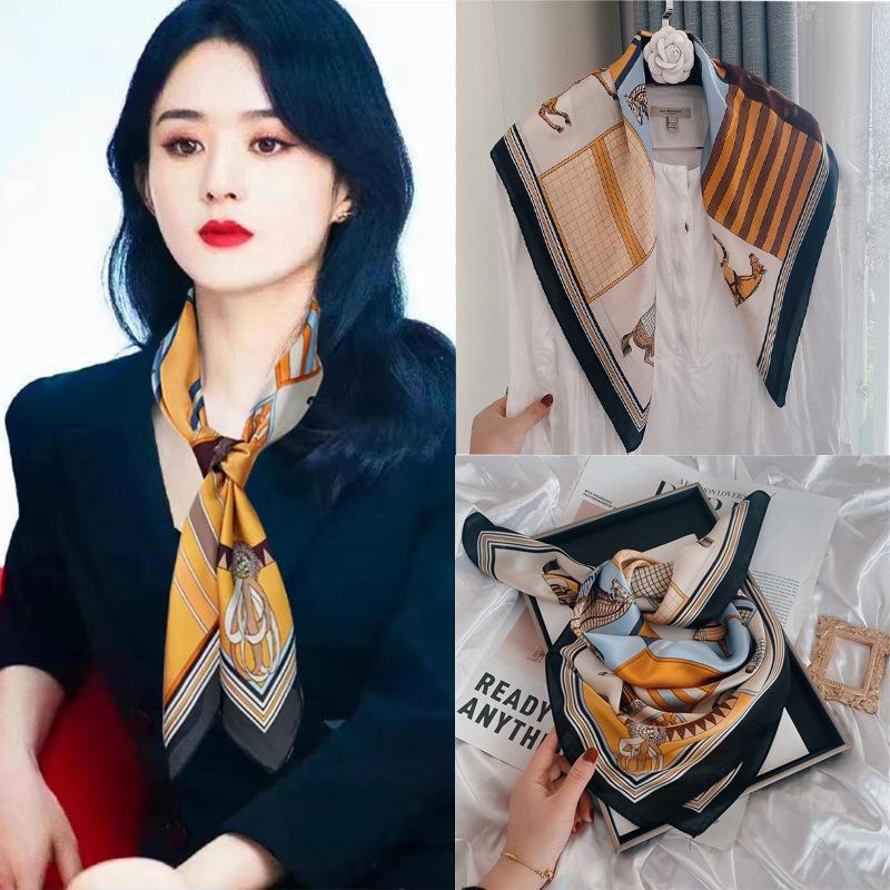 Women's French-Style Polka Dot Silk-Emulation Square Scarf: Versatile Professional Hairband & Suit Accessory