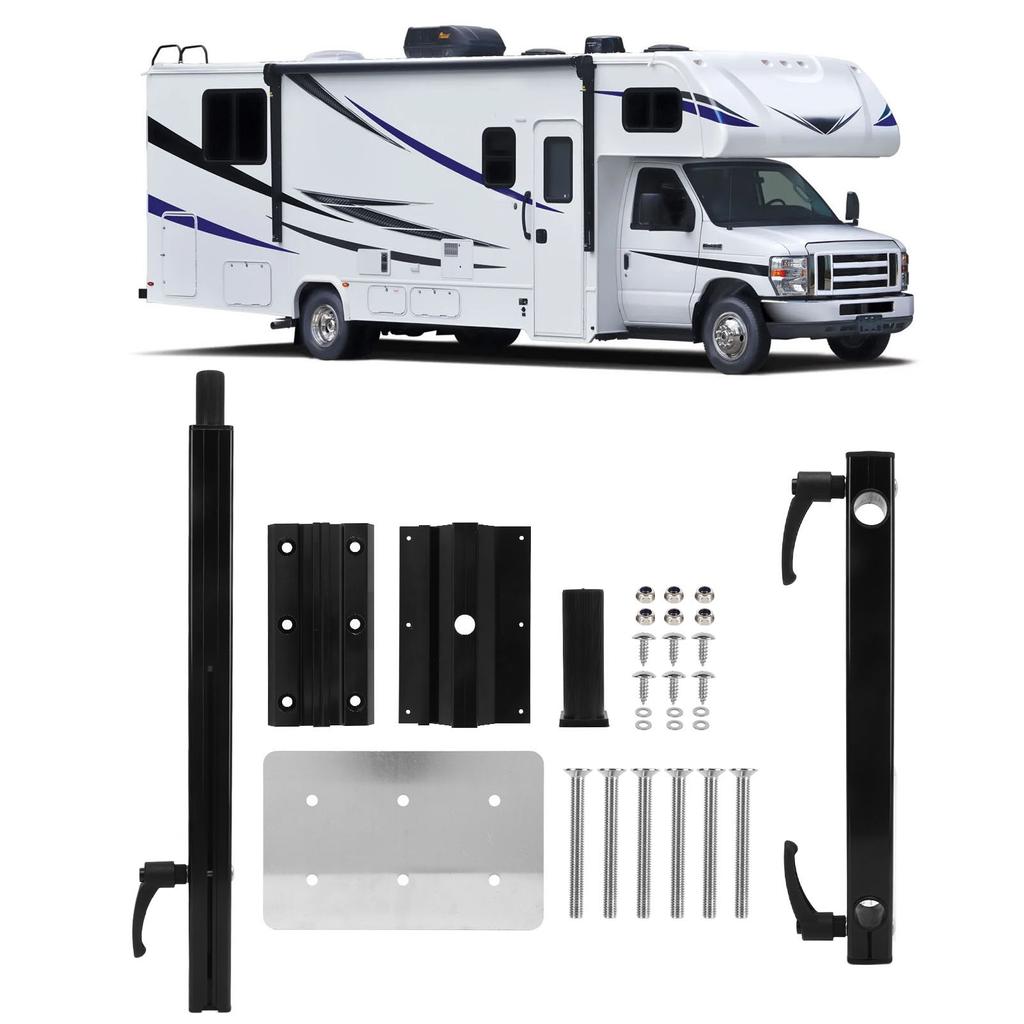 Adjustable Table Legs Black Heavy Duty Removable 360° Rotation Oxidized Surface Lightweight for RV Y