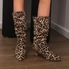 Fashion Trendy Women Pleated Blue Denim Jeans Boots Spike Heels Pointy Toe Knee-high Boots Shoes Autumn Winter Red Black White Pink