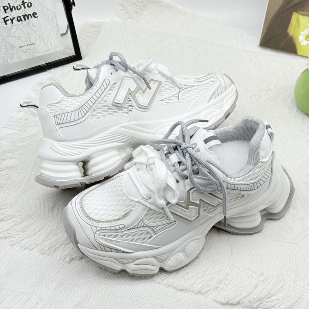 2025 Spring and Summer New Fashionable Versatile Thick-soled Heightening Dad Shoes Women's Ins Trendy Mesh Breathable Casual Sports Shoes