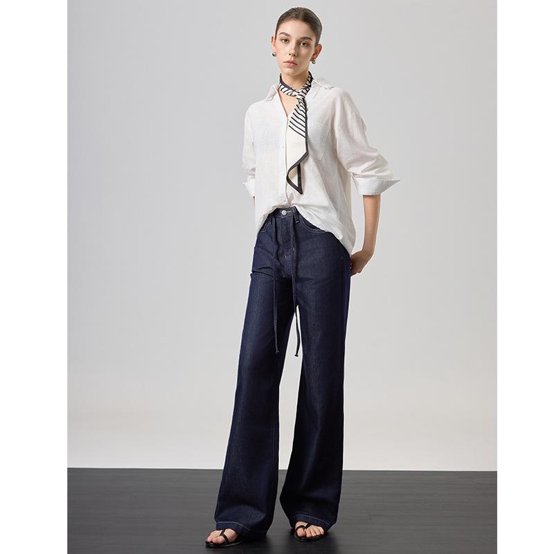 High-Quality Women s Lyocell Denim Wide-Leg Pants: Colorfast, Custom-Made, Casual, and Straight-Leg 26