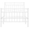Metal Bed Frame with Headboard and Footboard White 90x190 cm