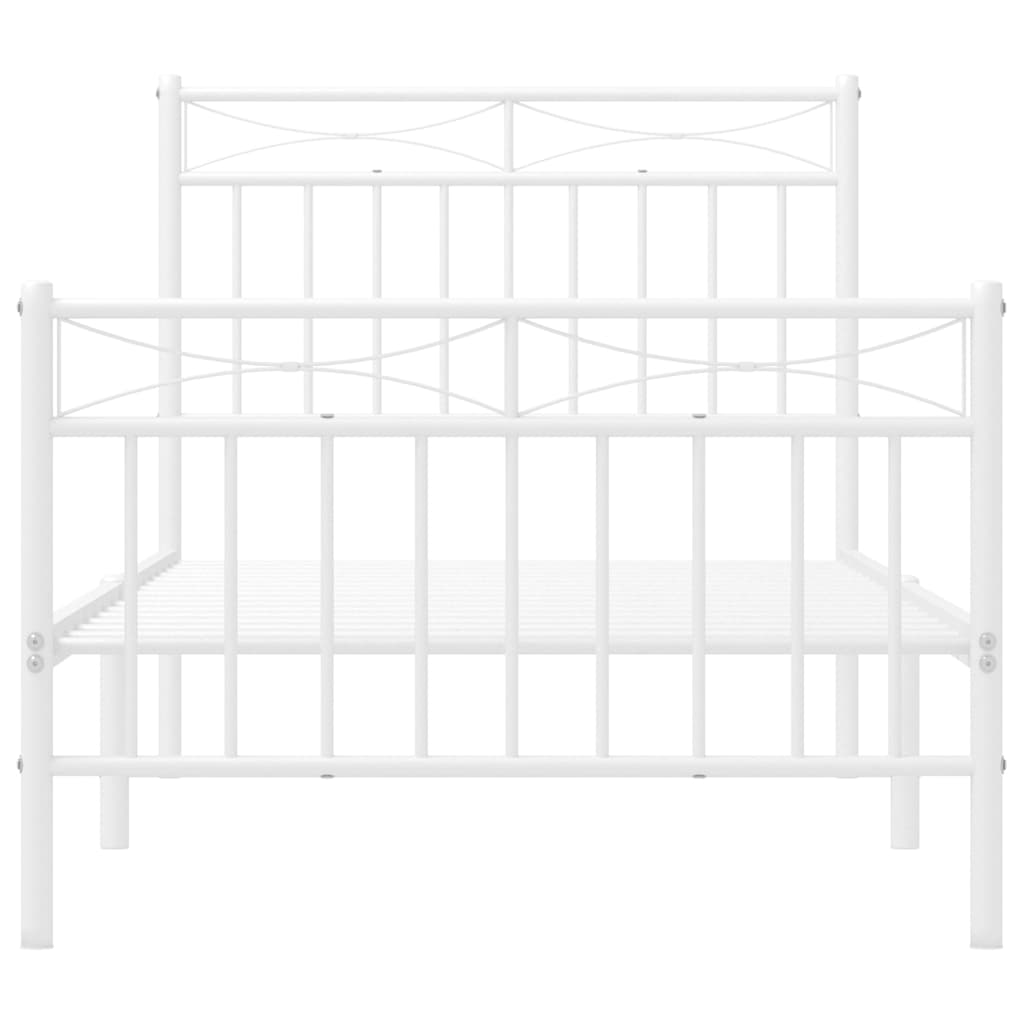 Metal Bed Frame with Headboard and Footboard White 90x190 cm