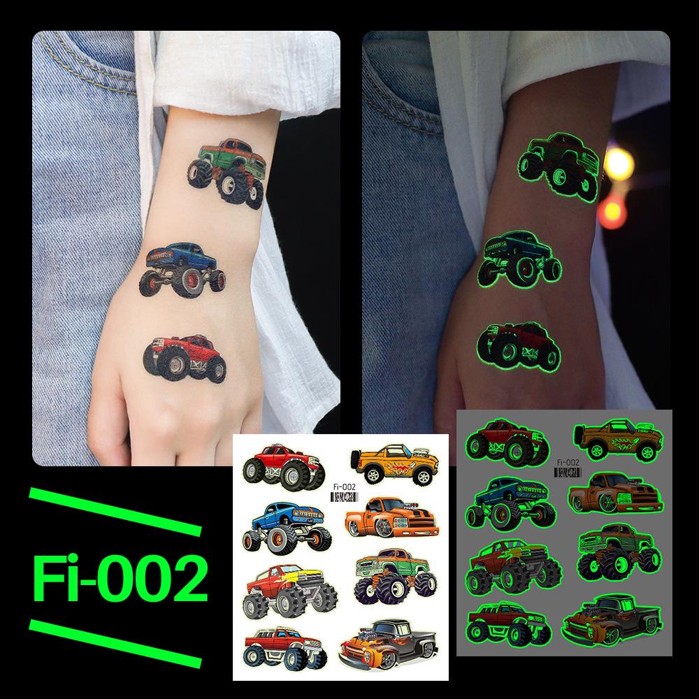 Ruikalong Luminous Monster Car Tattoo Stickers - Waterproof, Durable Cartoon Toys for Kids 120x105 mm