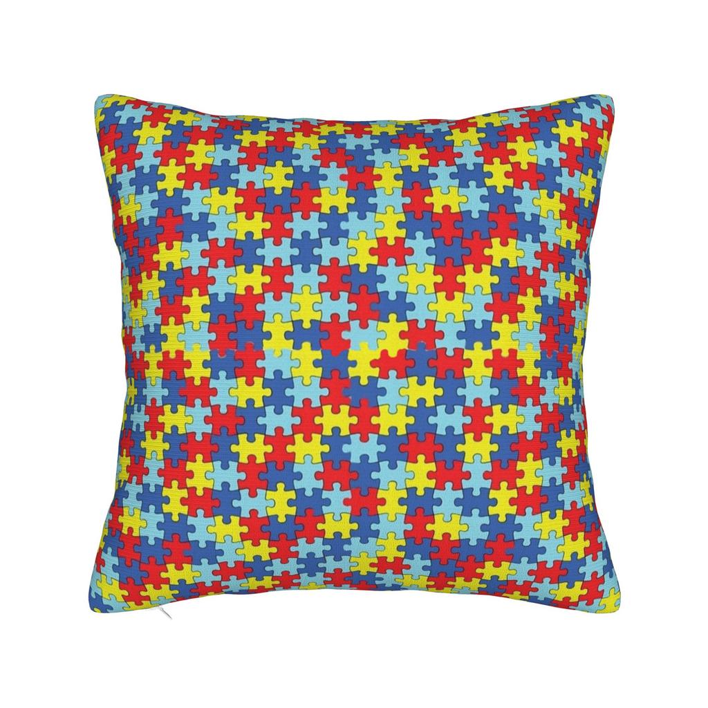 Autism Awareness Blue Puzzle Piece Pattern Pillow Case Graphic Pillow Cover For Sofa Bedroom Home Decor Fashion Pillowcases