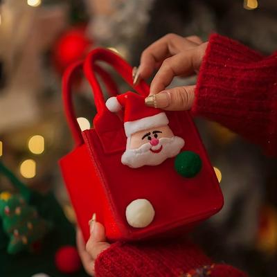 Christmas Apple Candy Small Gift Handheld Felt Bag Santa Claus Pattern Can Decorate Christmas Tree Suitable for Christmas