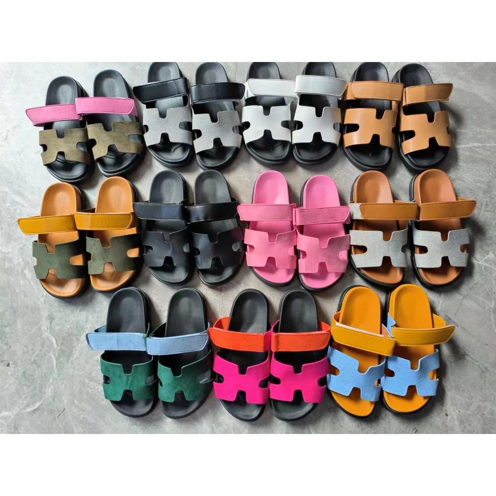 Women's Denim Leather Mix Slide Sandals, Summer Thick Sole Casual Flip Flops, Big Size