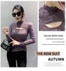 2023 Spring Women's Slimming Long Sleeve Lace Cutout Semi-High Neck Shirt