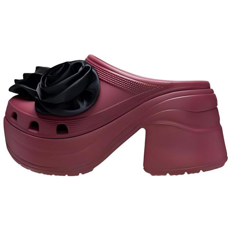 Crocs Fashion Thick Heel High Heels 9cm Women's Black Red