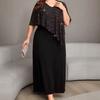 Large-size Women's Pure-color Mesh Net Dress with Elegant High-waisted Design, Covering The Body and Slimming The Figure, A Casual and Elegant Dress.