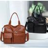 Soft Leather Handbag Female Vintage PU Shoulder Bag Multi-pocket Messenger Bag Shopping Lady Crossbody Bags Mommy Totes