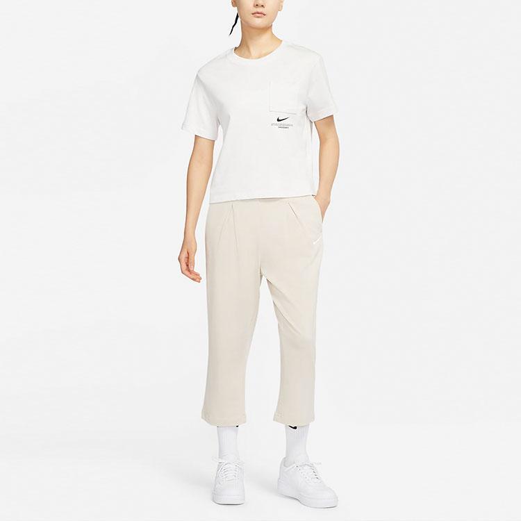 Nike Sportswear Swoosh Logo Printed Crew Neck Vintage Short Sleeve T-Shirt Women T-Shirt Phantom-Grey White DV9118-030