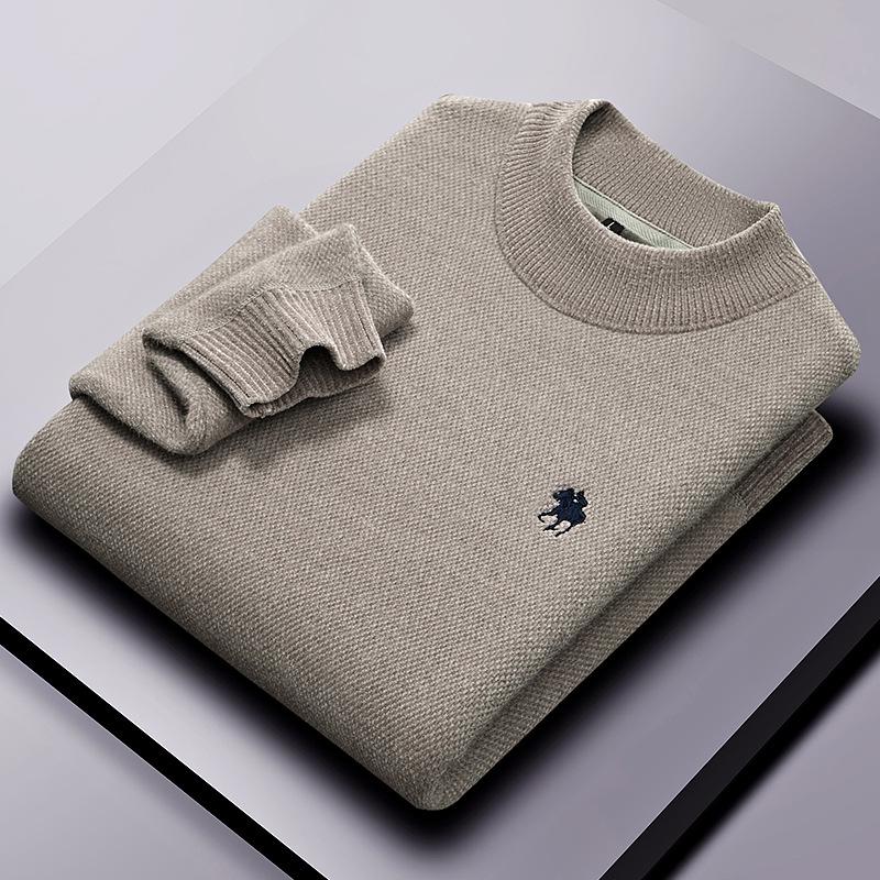 

Мужской флисовый свитер с полуворотом из шенилловой плюшевой ткани с вышивкой L верблюд