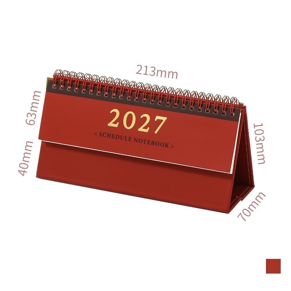 Oct. 2026 - Dec. 2027 2027 Mini Desk Calendar Foldable Record Calendar Double-coil Calendar Office