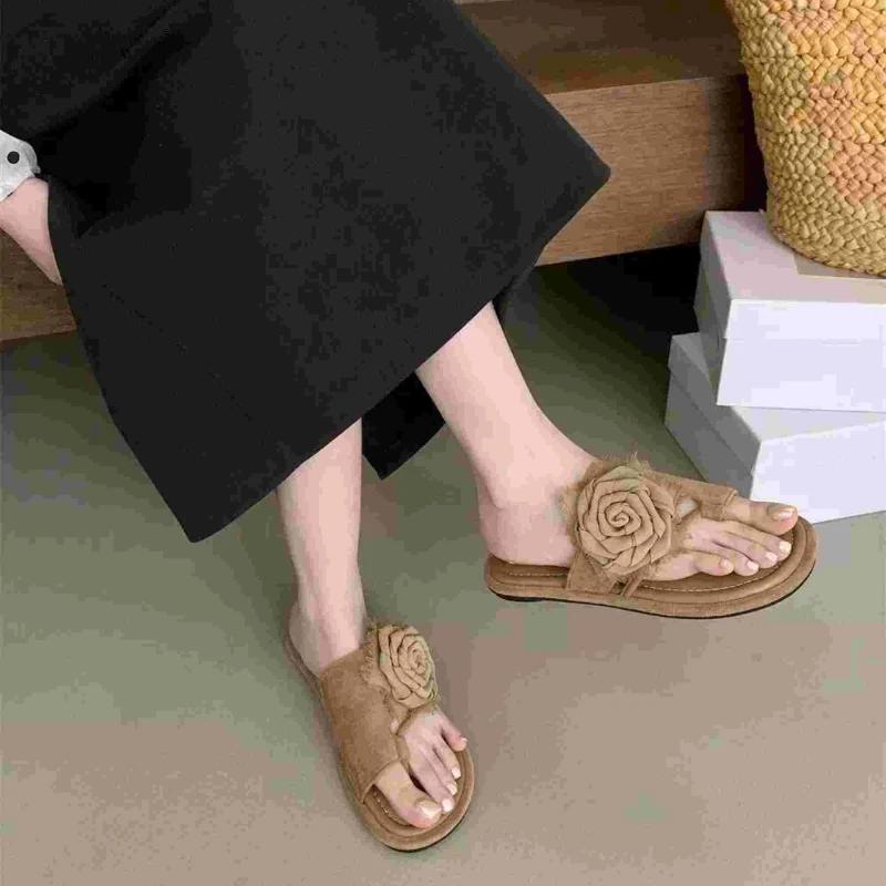 Fashion Women's Slippers New Summer Flat Round Toe Rose Sandals Fashionable Comfortable Soft Sole Wear-resistant Slippers Women Shoes