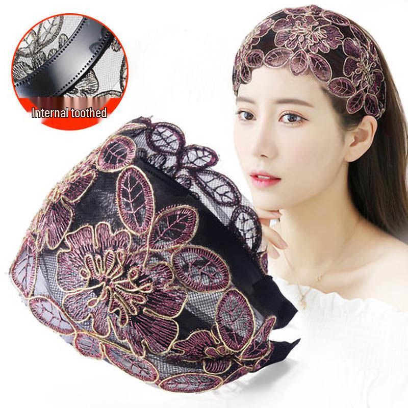 Women's Non-Slip Gray Hair Cover Headband with Teeth