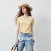 Chuyu Women's Striped Texture Slim-Fit Short-Sleeve T-Shirt