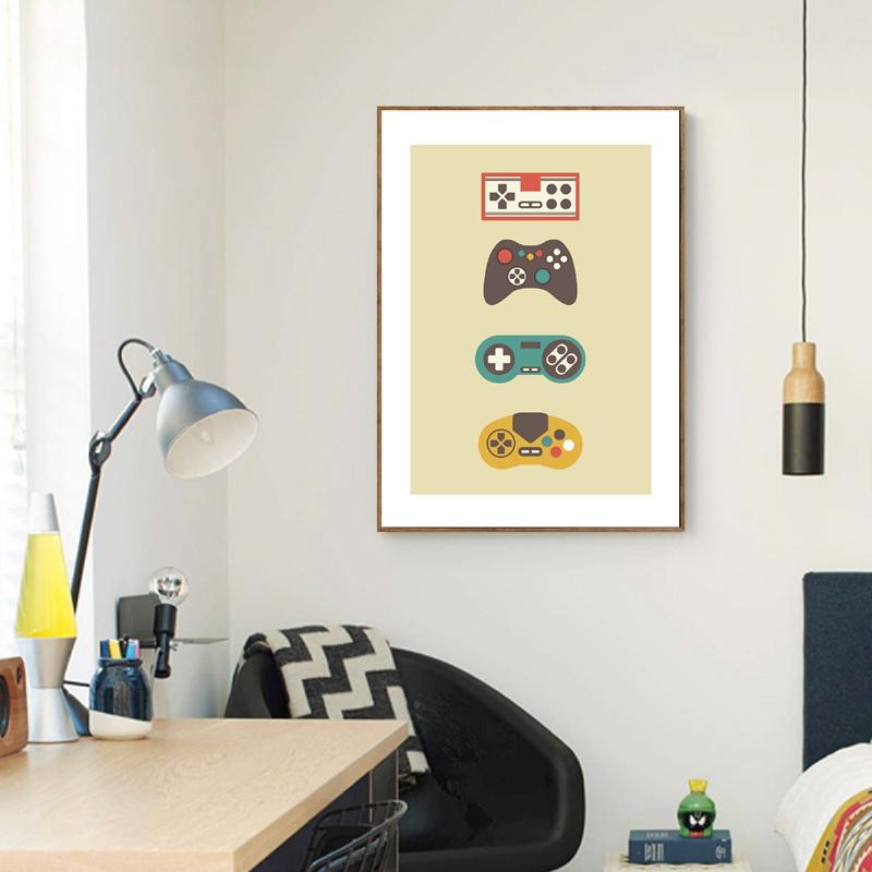 Gaming Room Wall Art Print Canvas Painting Gamer Gift Video Game Vintage Poster Gamepad Controller Picture Boys Kids Room Decor No Frame