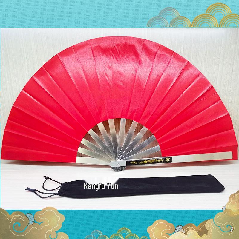 Тайцзи Кунг-фу веер из нержавеющей стали с дизайном Двух Драконов - Звучащий складной веер для боевых искусств