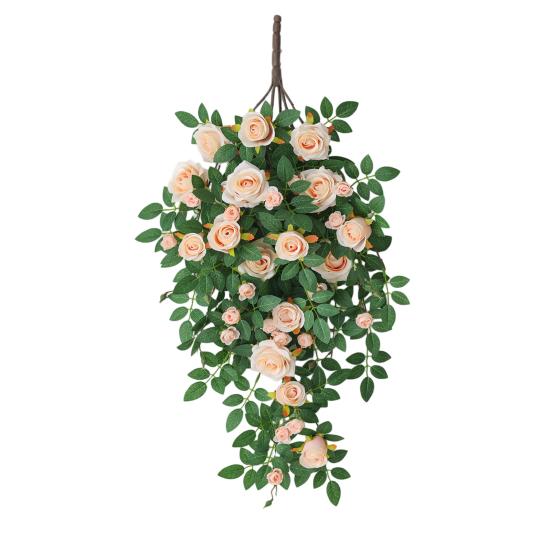 

Artificial Flower Rattan Decoration 6 Head Fake Hanging Rose Vine Plants Faux Silk Flower Rattan for DIY Wedding Room Background Decoration