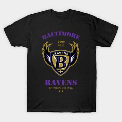 Asian Size Men Black Print T-shirt Ravens Vintage No-Cut Heat Transfer Print Cotton Tshirt