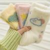 5 Pairs Cartoon Warm Thick Mink Plush Socks Fashion Versatile Butterfly White Cloud Mid Socks Casual Comfortable Women'S Socks