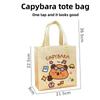 Cute Non-woven Capybara Tote Bag Portable Reuse Cartoon Capybara Birthday Gift Bag Shopping HandBag Capybara Print Canvas Bag