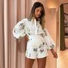 High Waist Shorts Fashion Shirt Linen Floral Print Casual Set Women