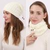 Fall/Winter Women's Double Wear Drawstring Knitted Ponytail Hat with Deer Plush Fabric