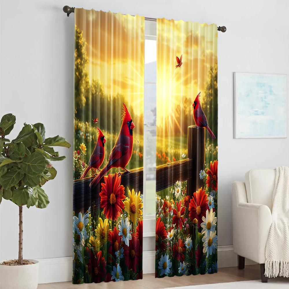 2 pcs   versatile polyester transparent curtains for home decoration Spring for use in bedrooms and living rooms