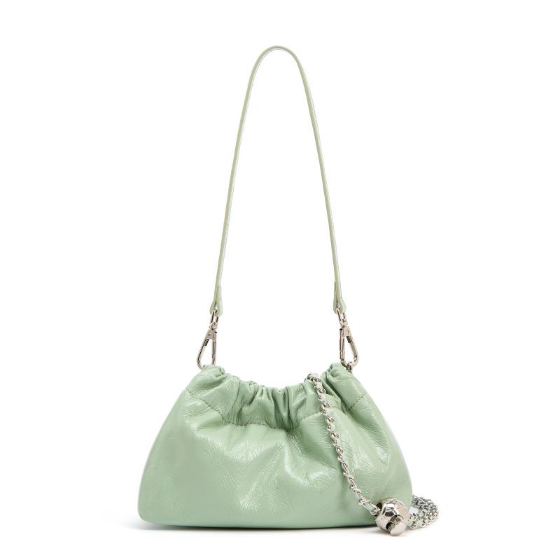 Gold Chain Black Leather Cloud Shoulder Bag - Crossbody & Underarm Style