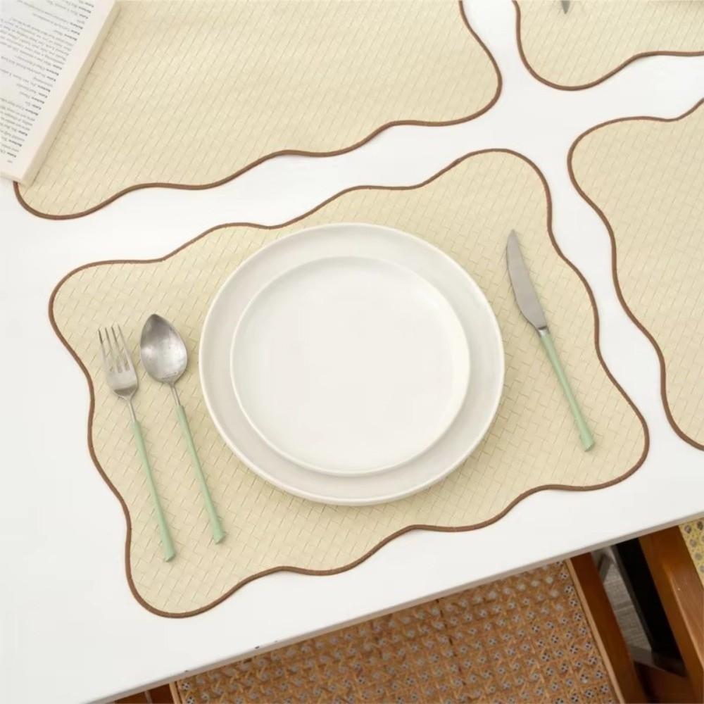 Nordic Waterproof Dining Mat Oil-Proof Rectangular Solid Place Mat Lace Decorative Edge Heat-Resistant Table Mats Kitchen Supply