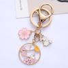 Cute Cartoon Rabbit Keychain Pendant with Floral Design