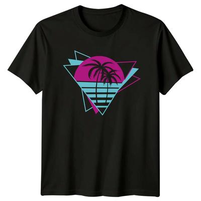 Retro Sunset Palm Tree Graphic 80s Nostalgic T-Shirt