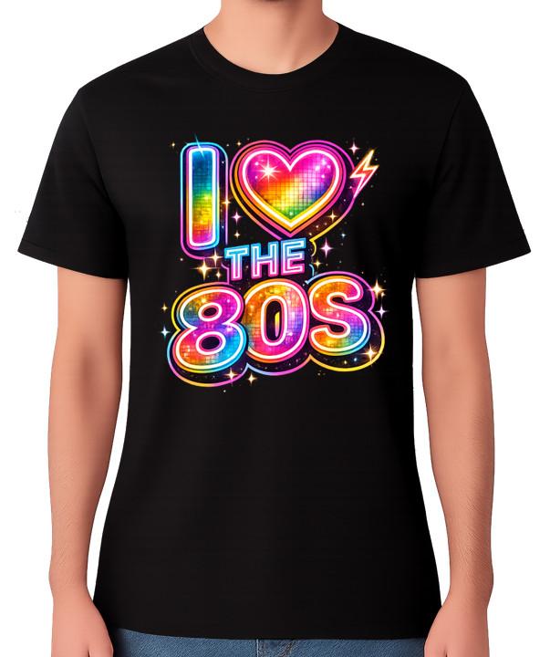 I Love the 80s T-Shirt Retro Neon Vintage Pop Culture 1980s Unisex Tee S разноцветный