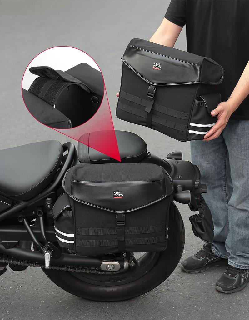 KEMIMOTO Motorcycle Side Left and Right Saddle 28L Large Water Small Item Easy to Bicycle Touring Camping Eligible Invoice Can Be KM1030 Bags, Set,