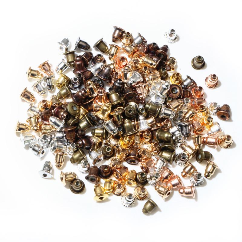 200pcs High Quality Bullet Earring Backs Classic 8 Colors Plated Metal Earring Back Plug Earring Settings Base Ear Studs Back