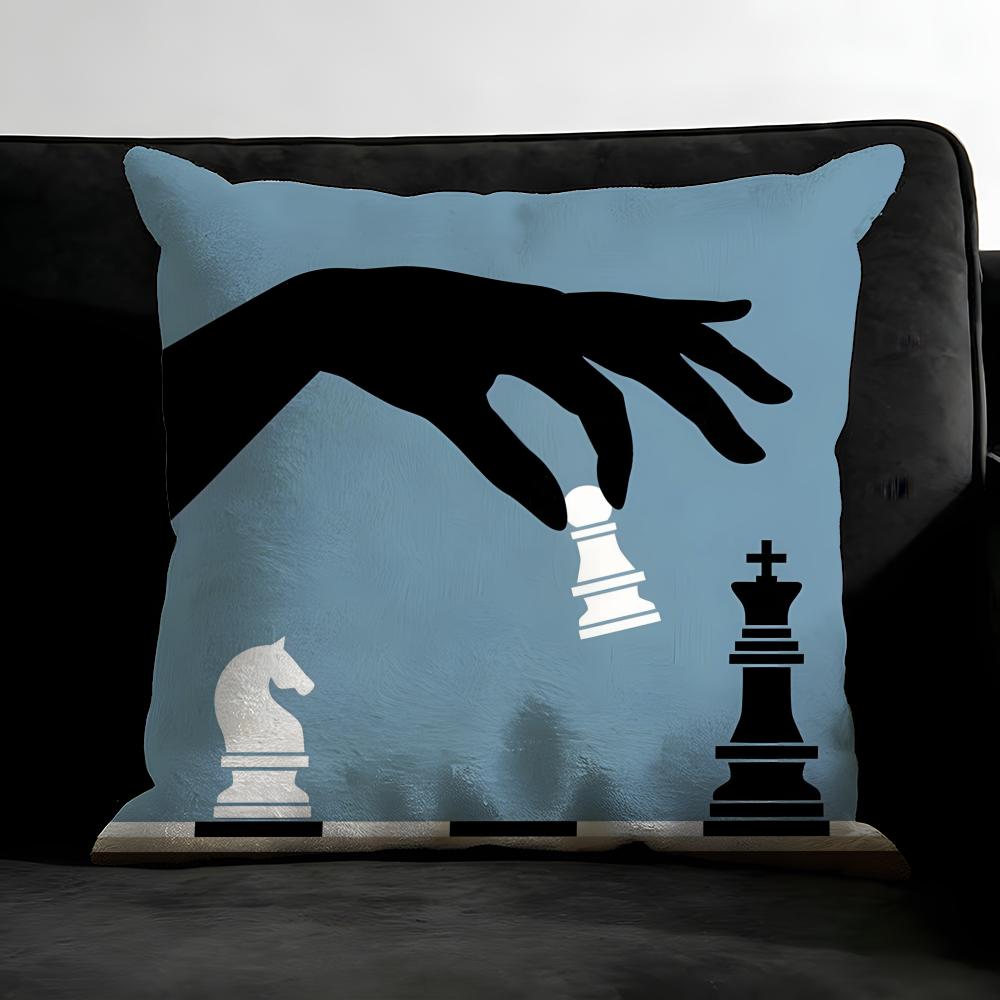 Chess Cool Cushion Cover Pillowcase Ultra Soft Skin Friendly Fabric Cloud Like Comfort & Concealed Zipper
