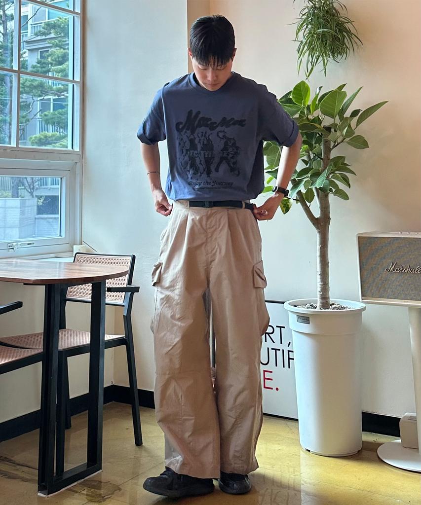 Kallapataleu Wide Balloon Ankle Zip Belted Cargo Pants - Beige