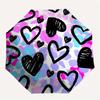 1pc Heart Print Automatic Umbrella 8-Bone Design Compact Gear for Outdoor Travel, Perfect Holiday Gift  y250827068
