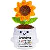 Sunflower Pot Positive Crochet Animals Doll With Card Desktop Ornament Emotional Support Handmade Knitted Cheer Up Toy