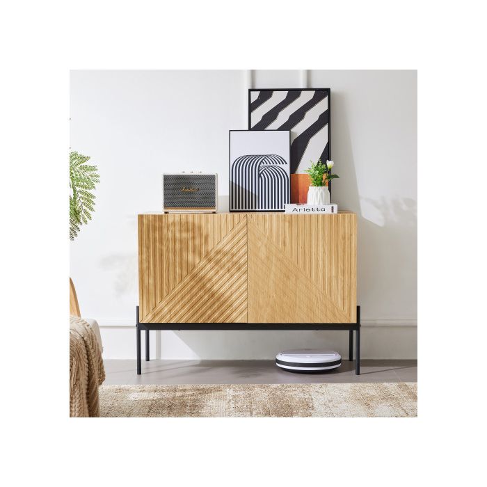 Buffet - MUVOE - 2 Portes - Métal - Design Contemporain - Dimensions 100x40x75 cm