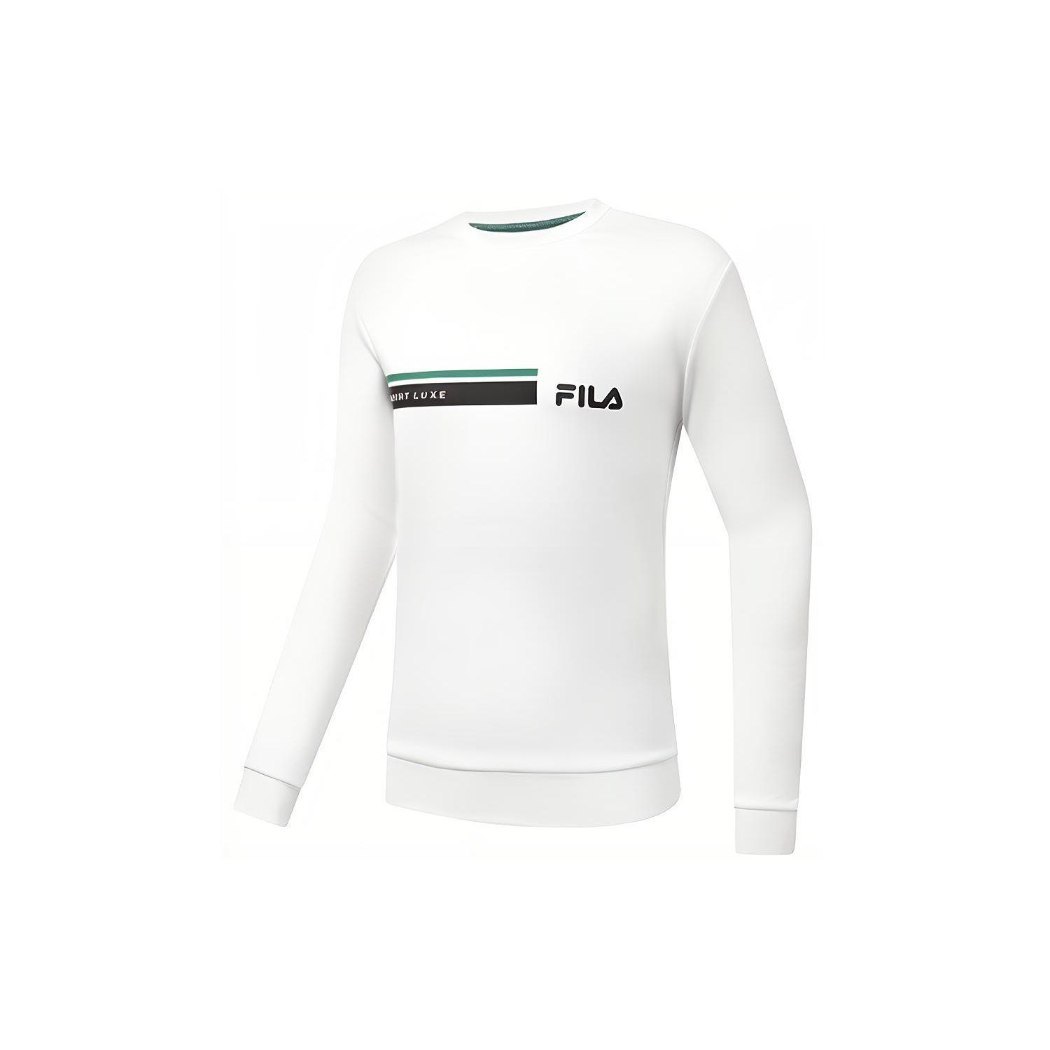 

FILA Letter Print Tennis Sports Knit Crew Neck Pullover Long Sleeve Sweatshirt Men sweatshirt Jade-White A11M313203F-WT XXL