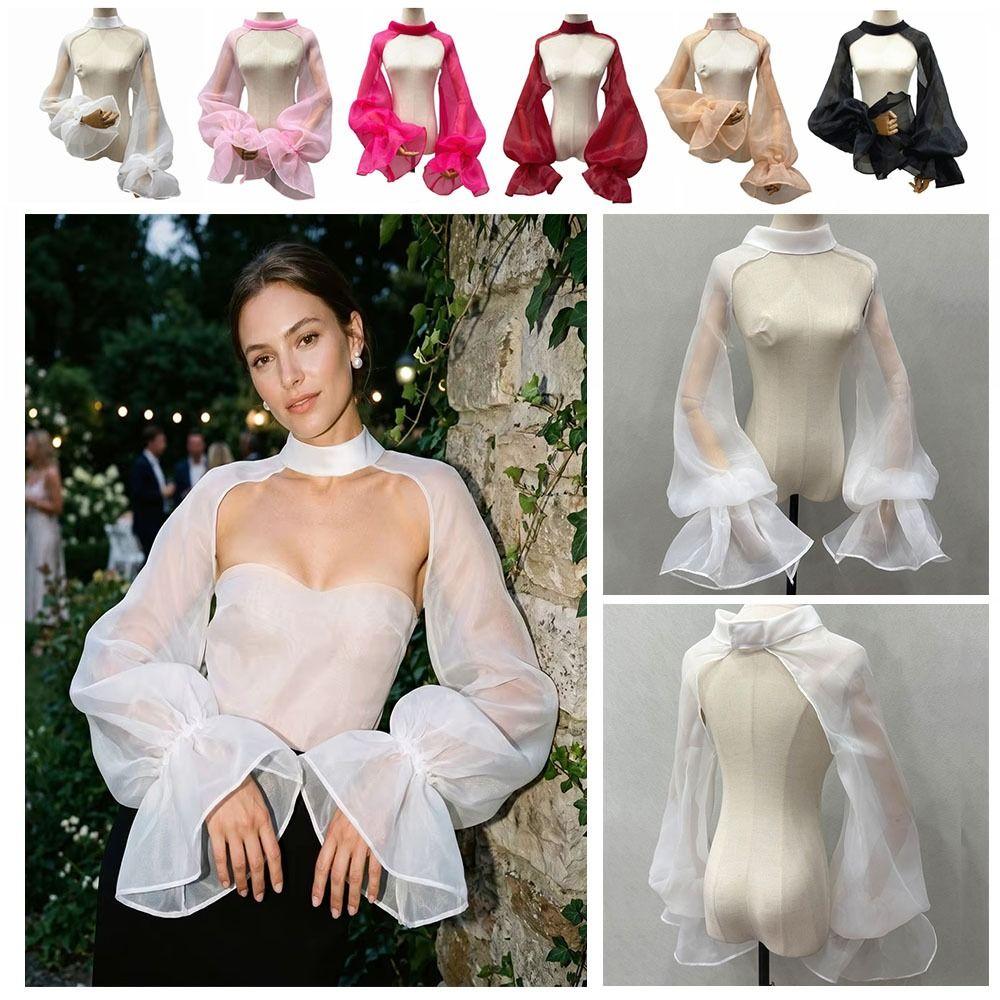 Transparent Bridal Sleeves Puffy Bride Shawl Sleeve Elegant Wedding Arm Sleeves Evening Prom