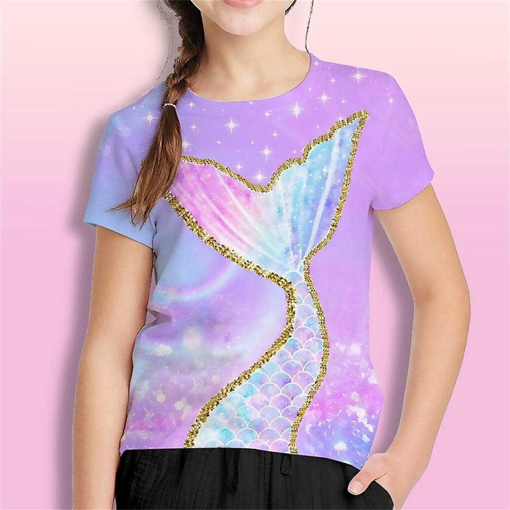 

Футболка для девочек с принтом 3D, забавная футболка с изображением животных для девочек, летняя повседневная, удобная, дышащая, с коротким рукавом 160